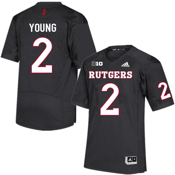Men #2 Avery Young Rutgers Scarlet Knights College Football Jerseys Sale-Black